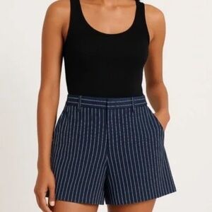Abercrombie & Fitch High Rise Navy Pinstripe Shorts
